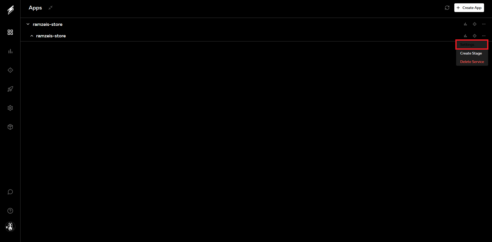 Go to the service settings